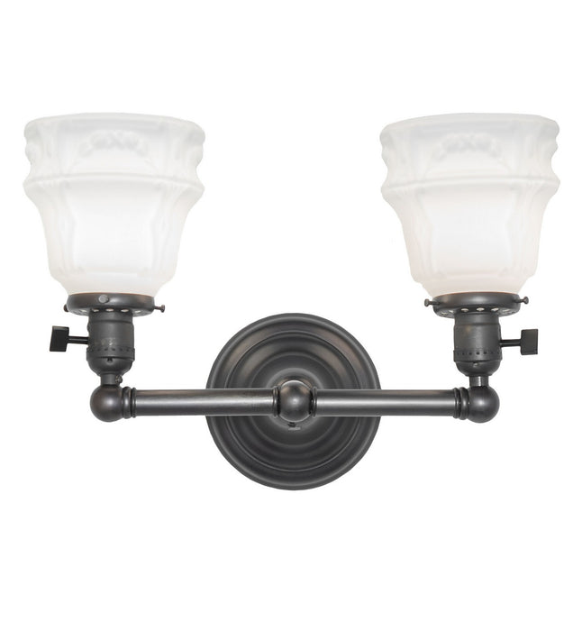Meyda Tiffany 262886 Two Light Wall Sconce, Black On Brass