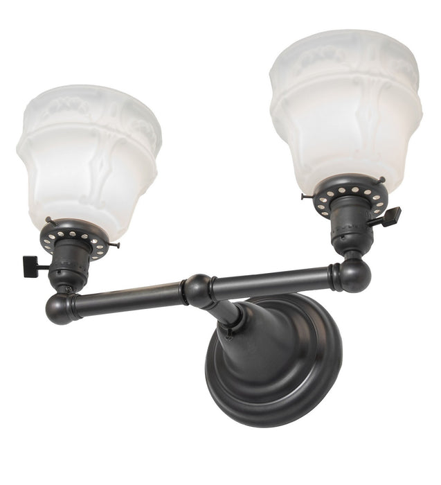 Meyda Tiffany 262886 Two Light Wall Sconce, Black On Brass