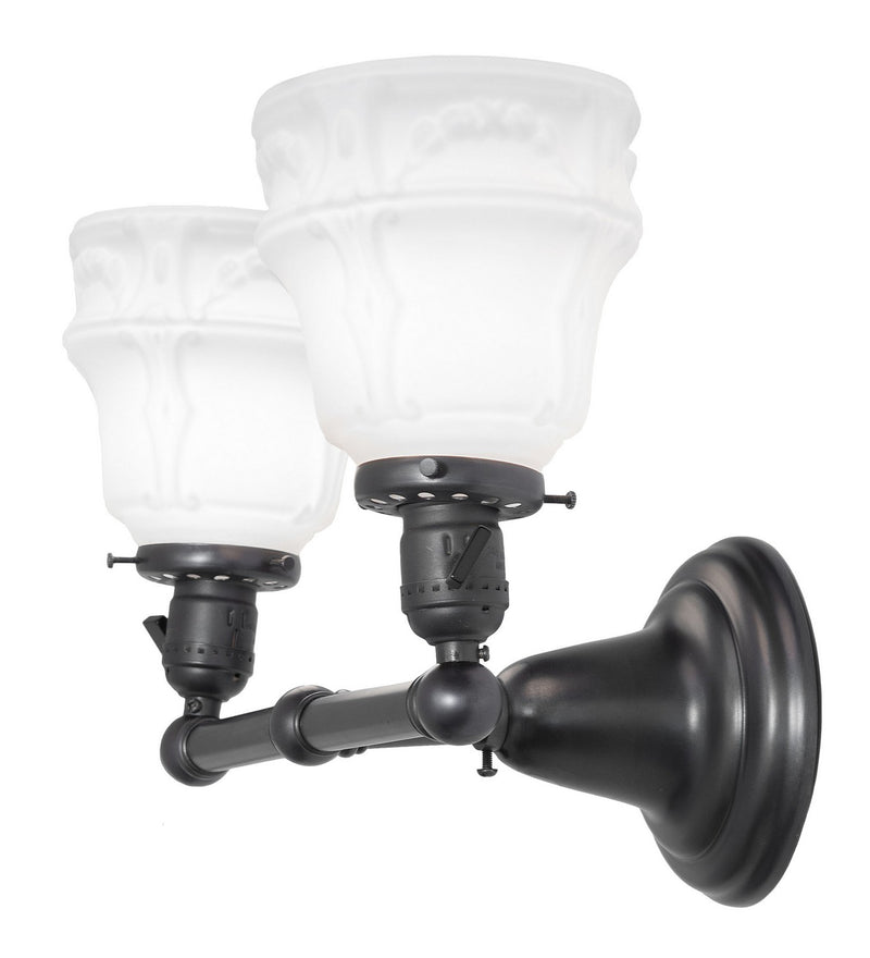Meyda Tiffany 262886 Two Light Wall Sconce, Black On Brass