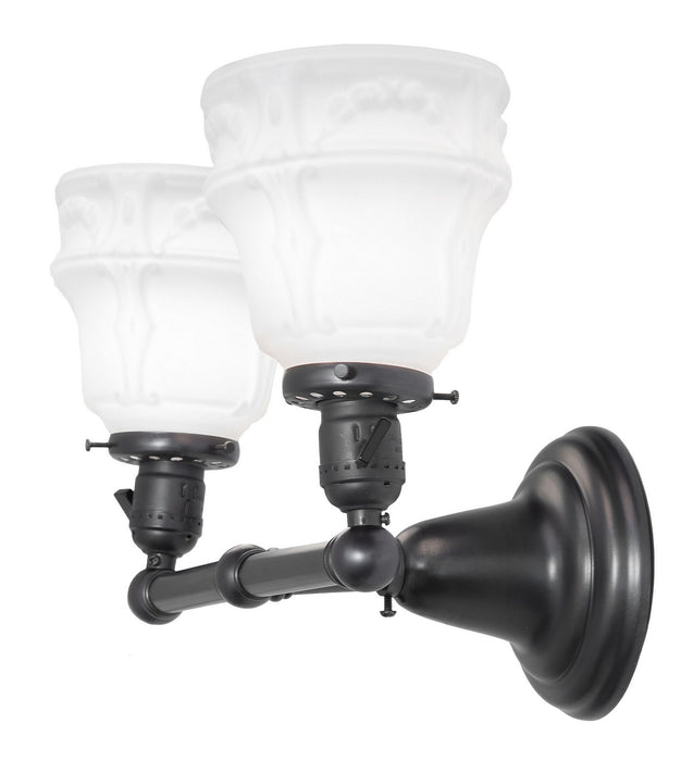 Meyda Tiffany 262886 Two Light Wall Sconce, Black On Brass