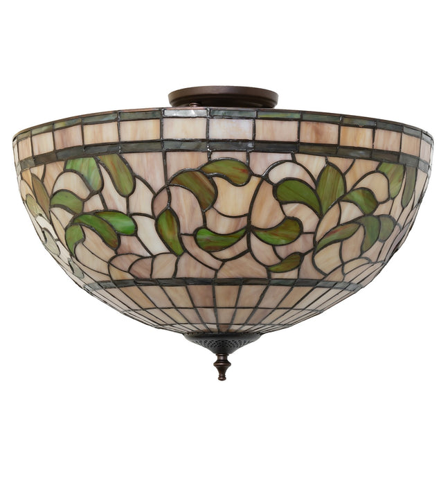 Meyda Tiffany 264513 Three Light Semi-Flushmount, Mahogany Bronze