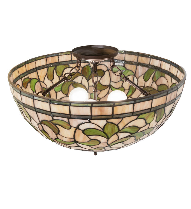 Meyda Tiffany 264513 Three Light Semi-Flushmount, Mahogany Bronze