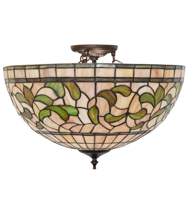 Meyda Tiffany 264513 Three Light Semi-Flushmount, Mahogany Bronze