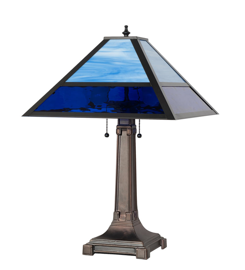 Meyda Tiffany 264617 Two Light Table Lamp, Craftsman Brown,Mahogany Bronze