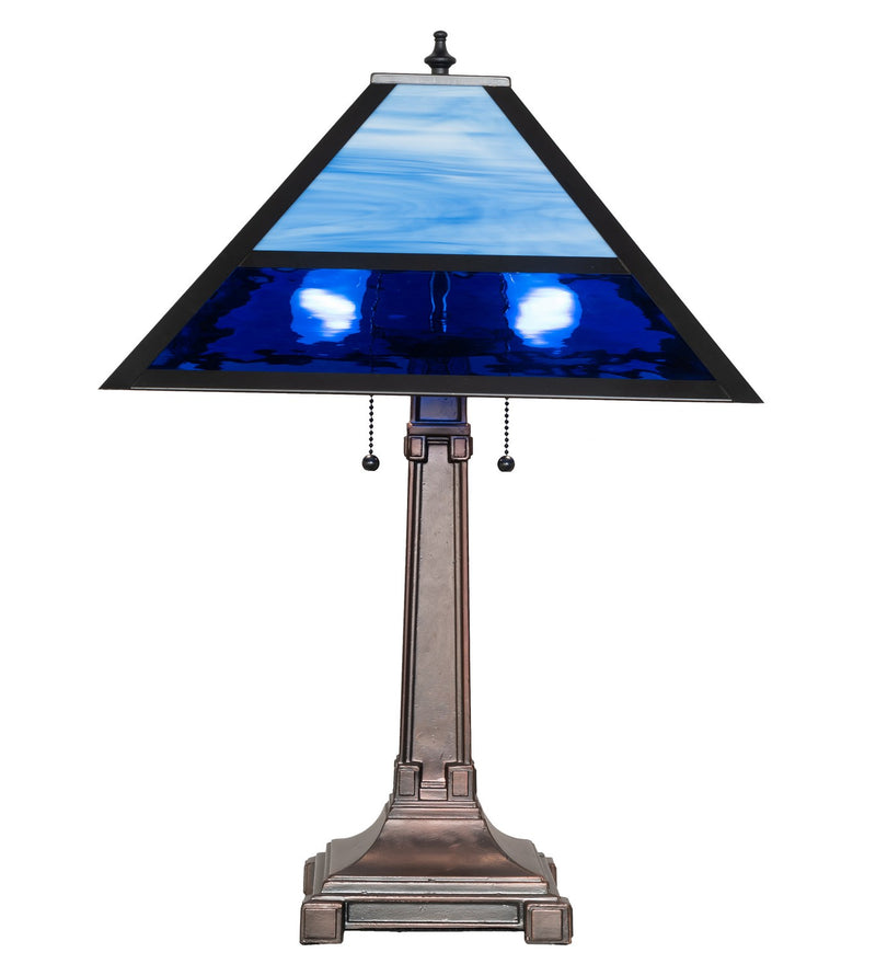Meyda Tiffany 264617 Two Light Table Lamp, Craftsman Brown,Mahogany Bronze
