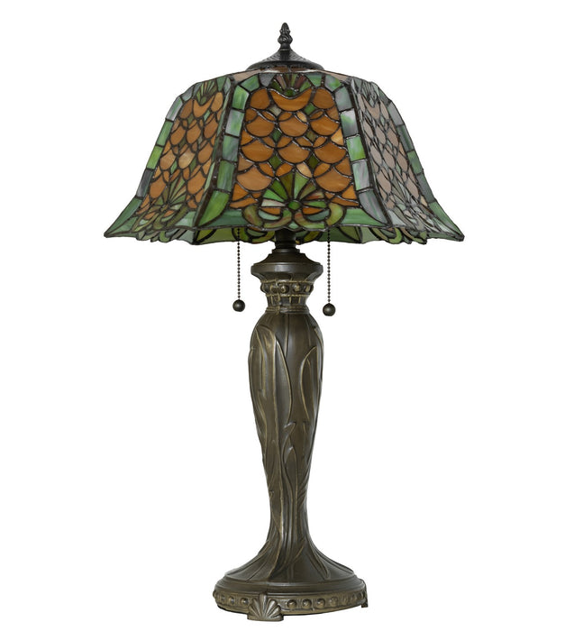 Meyda Tiffany 264846 Two Light Table Lamp, Mahogany Bronze