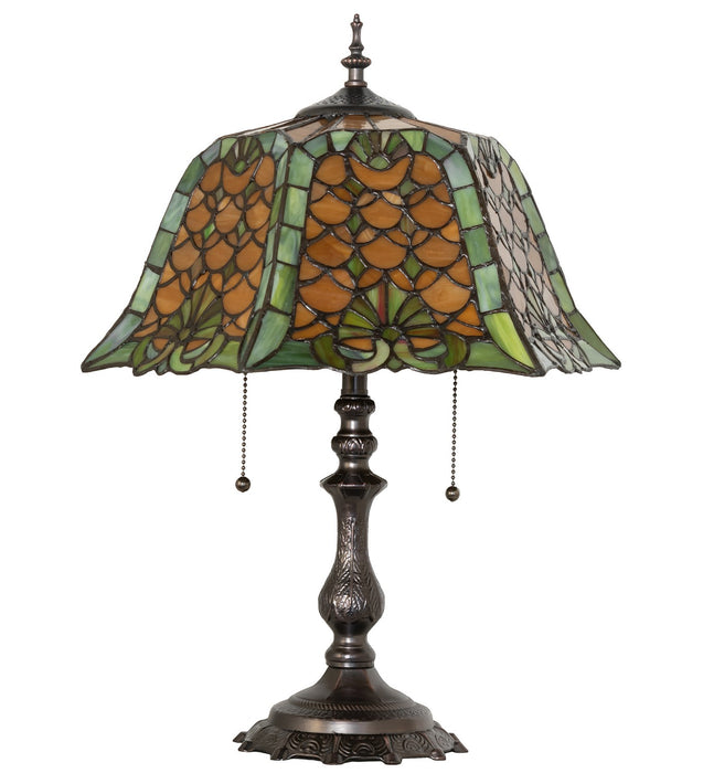 Meyda Tiffany 264857 Two Light Table Lamp, Mahogany Bronze