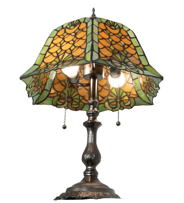 Meyda Tiffany 264857 Two Light Table Lamp, Mahogany Bronze
