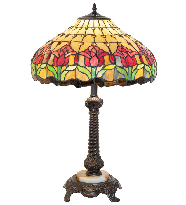Meyda Tiffany 265014 One Light Table Lamp, Mahogany Bronze