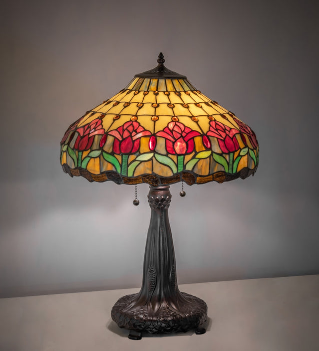 Meyda Tiffany 265016 Three Light Table Lamp, Mahogany Bronze