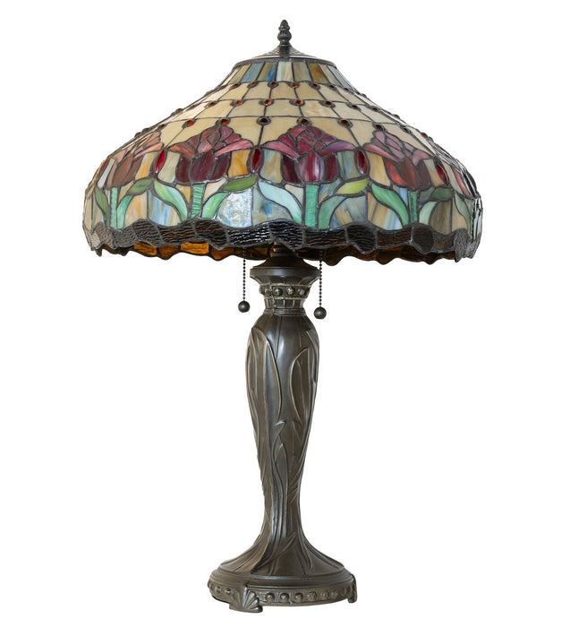 Meyda Tiffany 265019 Two Light Table Lamp, Bronze