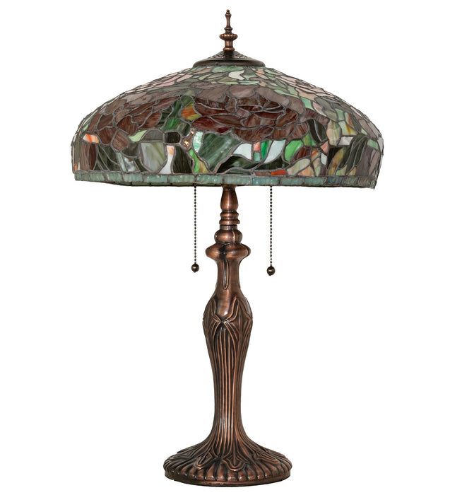 Meyda Tiffany 265068 Two Light Table Lamp, Mahogany Bronze
