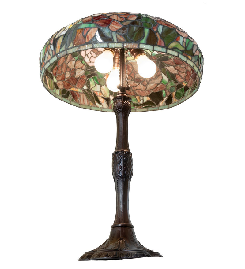 Meyda Tiffany 265071 Three Light Table Lamp, Mahogany Bronze