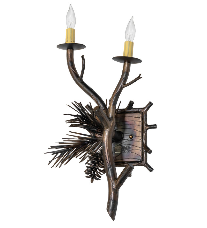 Meyda Tiffany 265206 Two Light Wall Sconce, Light Burnished Antique Copper