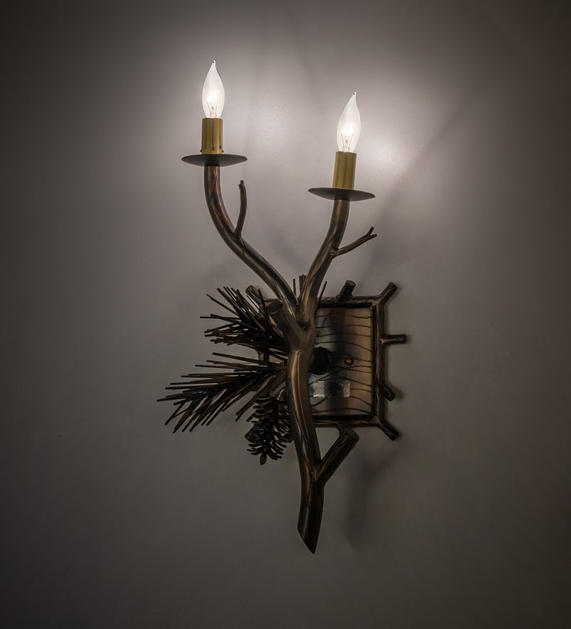 Meyda Tiffany 265206 Two Light Wall Sconce, Light Burnished Antique Copper