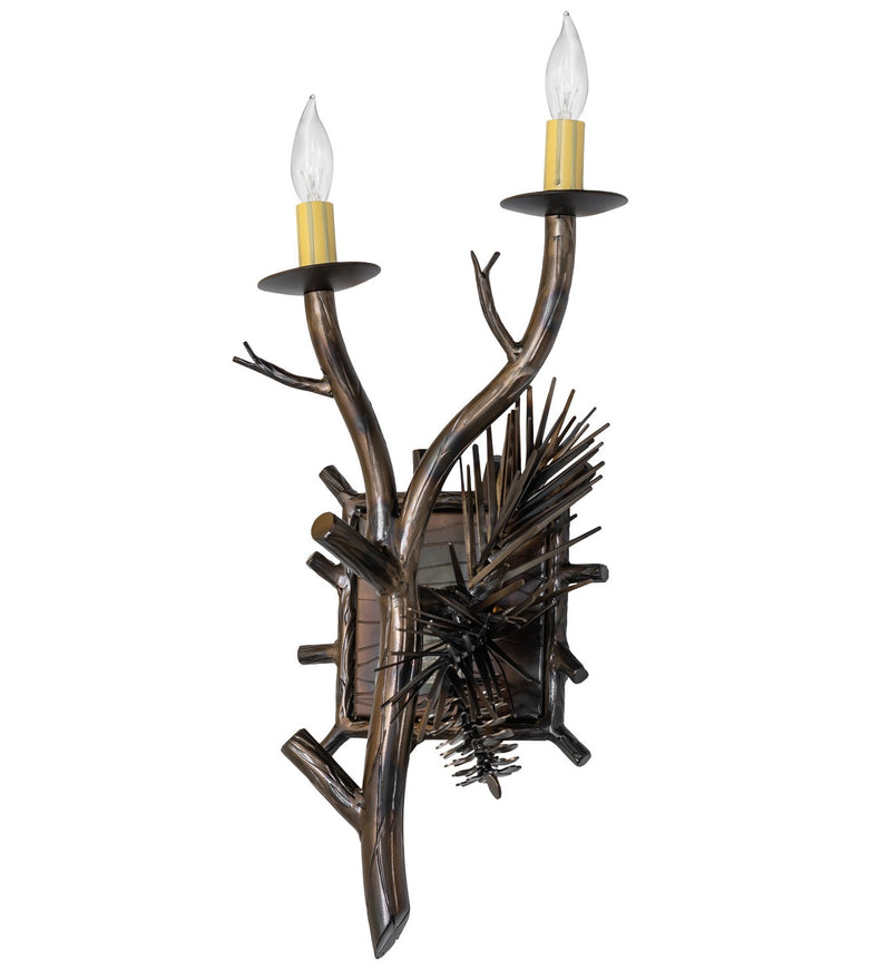 Meyda Tiffany 265211 Two Light Wall Sconce, Light Burnished Antique Copper