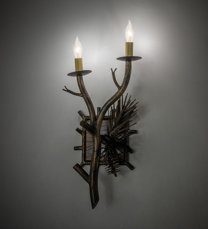 Meyda Tiffany 265211 Two Light Wall Sconce, Light Burnished Antique Copper