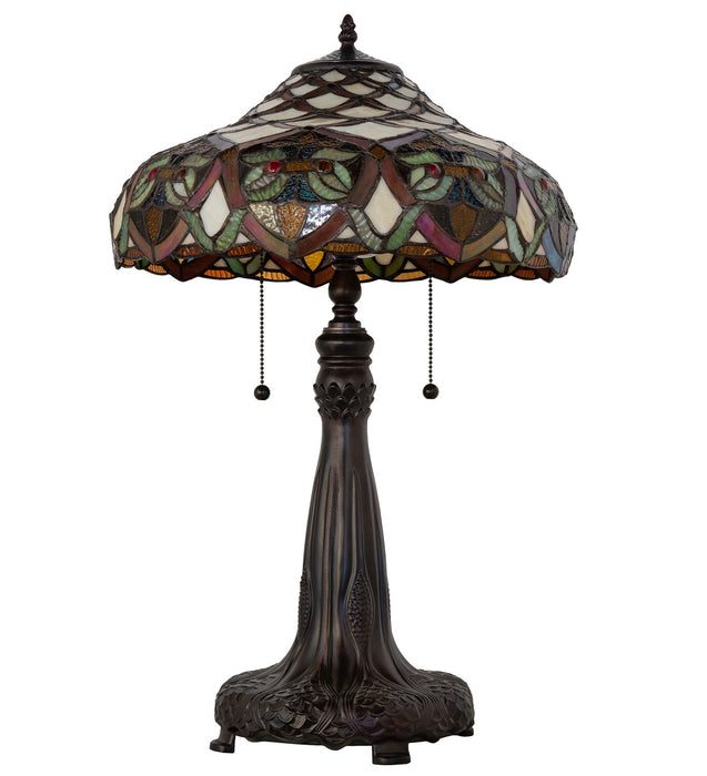 Meyda Tiffany 265257 Two Light Table Lamp, Mahogany Bronze