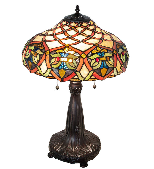 Meyda Tiffany 265257 Two Light Table Lamp, Mahogany Bronze