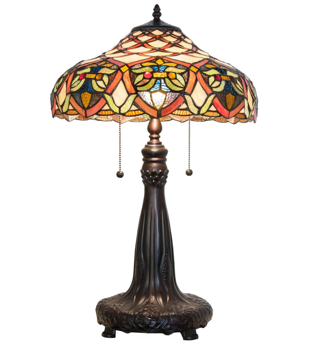 Meyda Tiffany 265257 Two Light Table Lamp, Mahogany Bronze