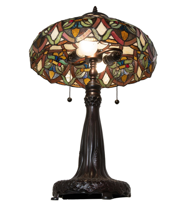 Meyda Tiffany 265257 Two Light Table Lamp, Mahogany Bronze