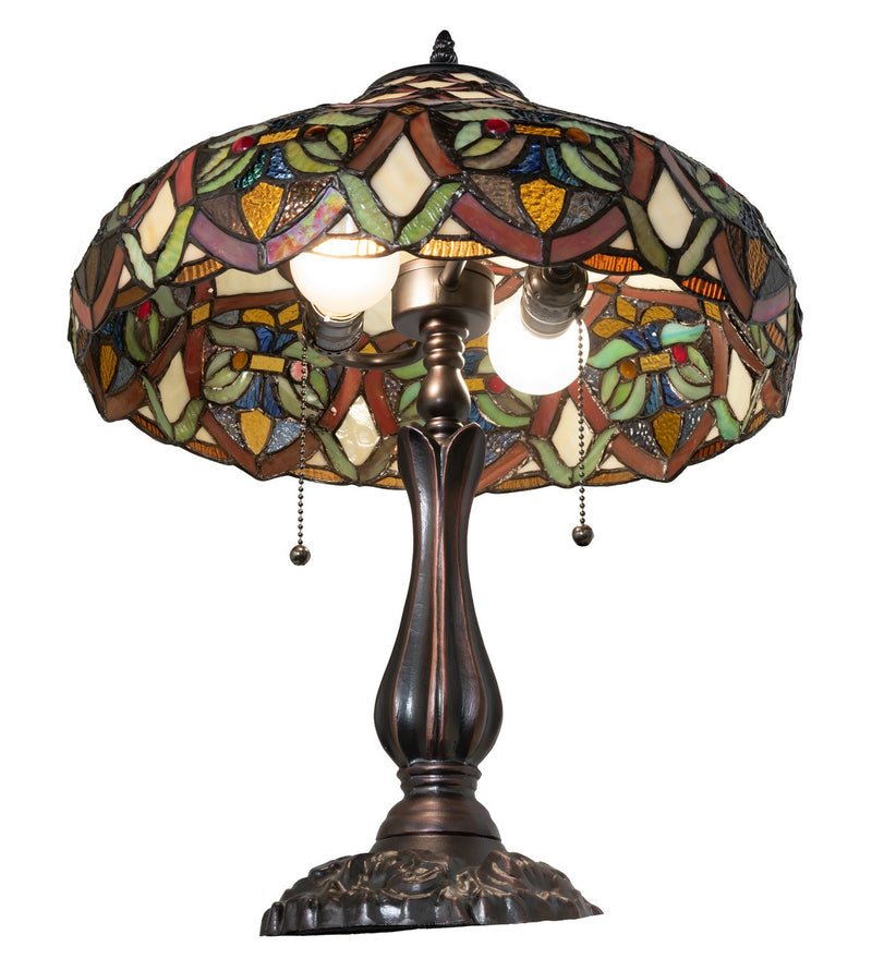 Meyda Tiffany 265263 Two Light Table Lamp, Antique