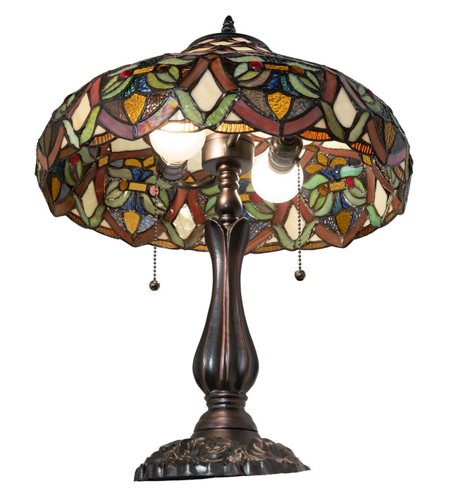Meyda Tiffany 265263 Two Light Table Lamp, Antique