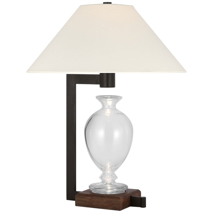 Visual Comfort Signature RB 3090CG/WI-L LED Table Lamp, Clear Glass and Warm Iron and Dark Walnut