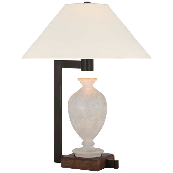 Visual Comfort Signature RB 3090EG/WI-L LED Table Lamp, Etruscan Glass and Warm Iron and Dark Walnut