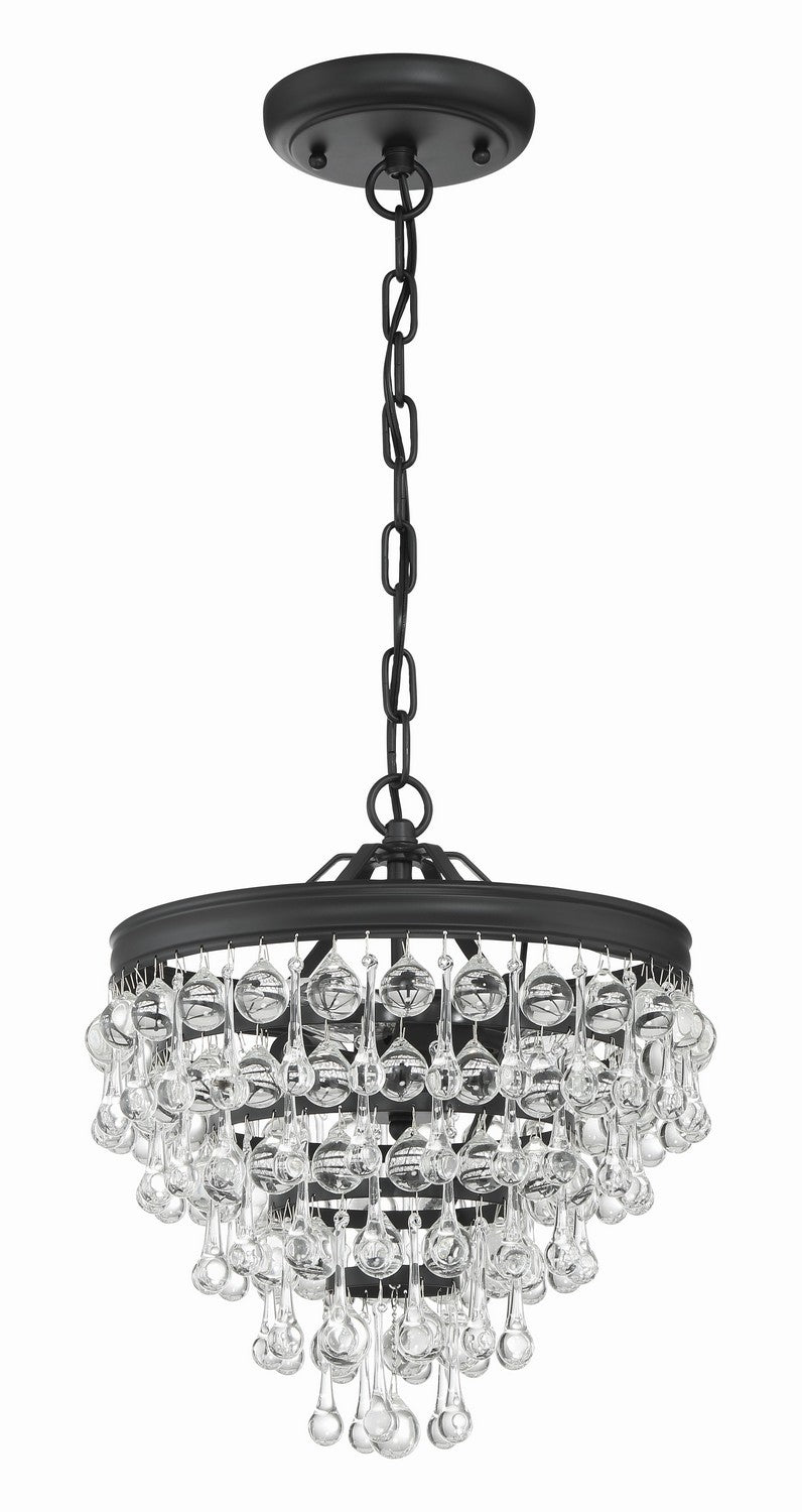 Crystorama 130-MK Three Light Mini Chandelier, Matte Black