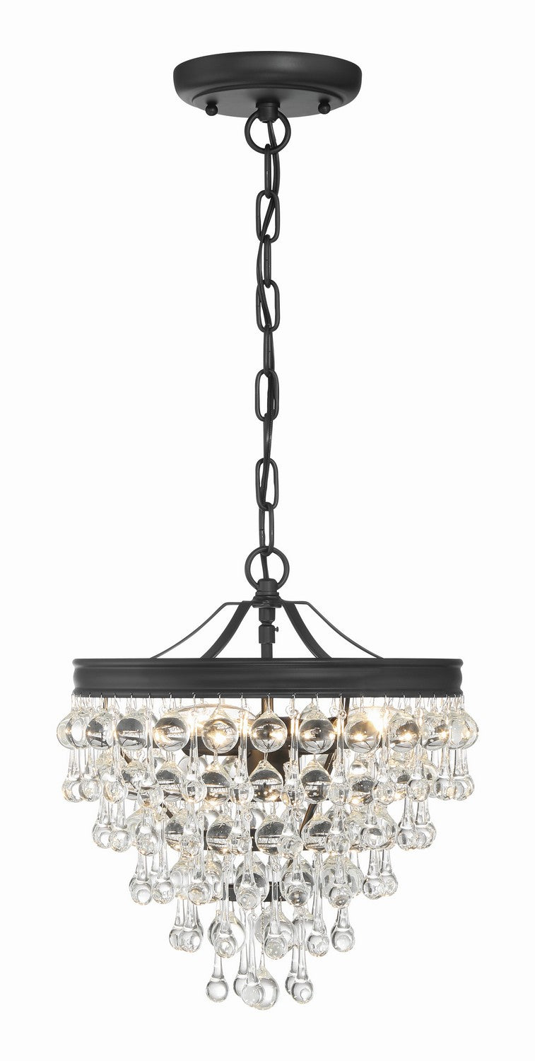 Crystorama 130-MK Three Light Mini Chandelier, Matte Black