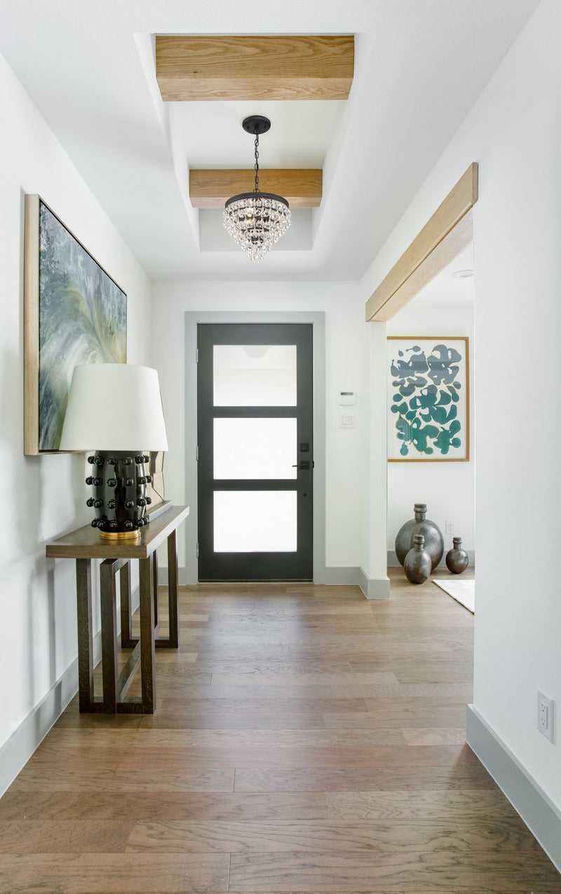 Crystorama 130-MK Three Light Mini Chandelier, Matte Black