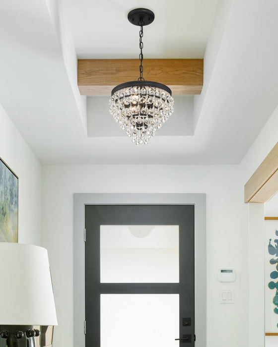 Crystorama 130-MK Three Light Mini Chandelier, Matte Black