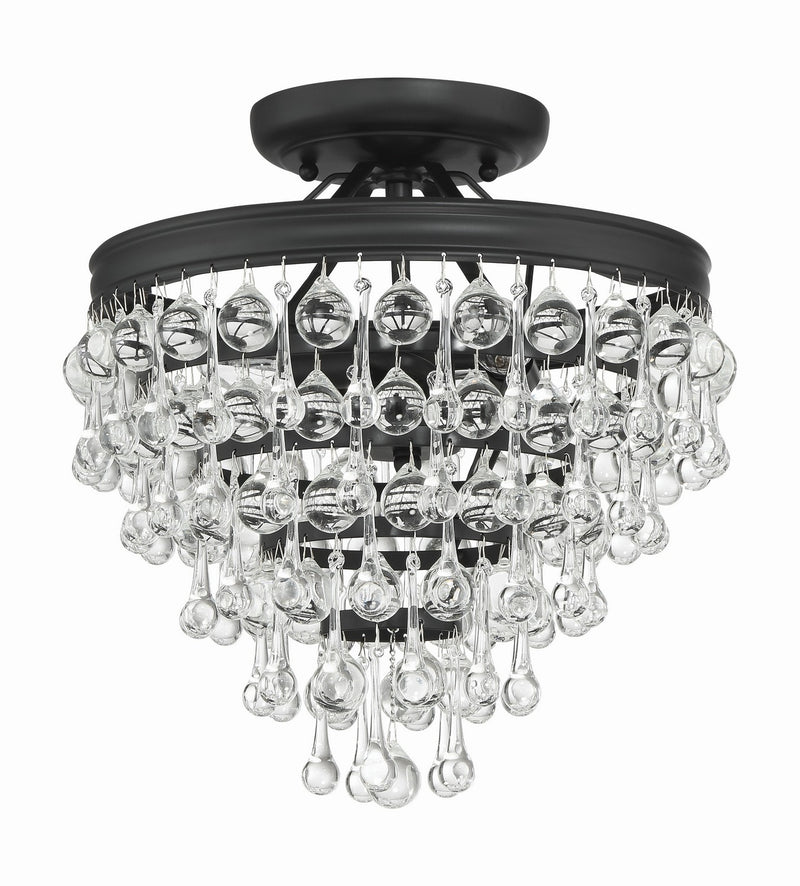 Crystorama 130-MK_CEILING Three Light Semi Flush Mount, Matte Black