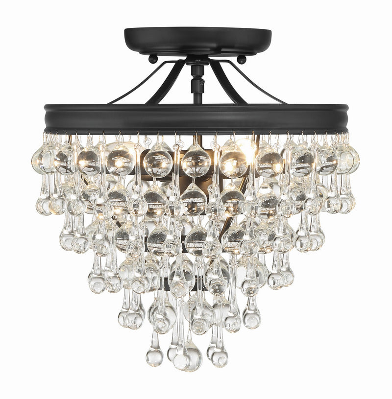 Crystorama 130-MK_CEILING Three Light Semi Flush Mount, Matte Black