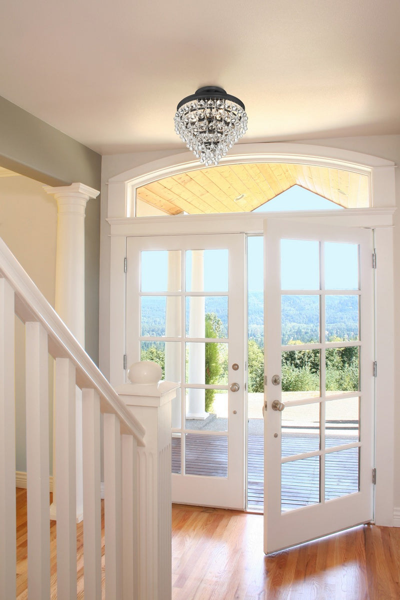 Crystorama 130-MK_CEILING Three Light Semi Flush Mount, Matte Black