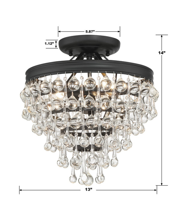 Crystorama 130-MK_CEILING Three Light Semi Flush Mount, Matte Black