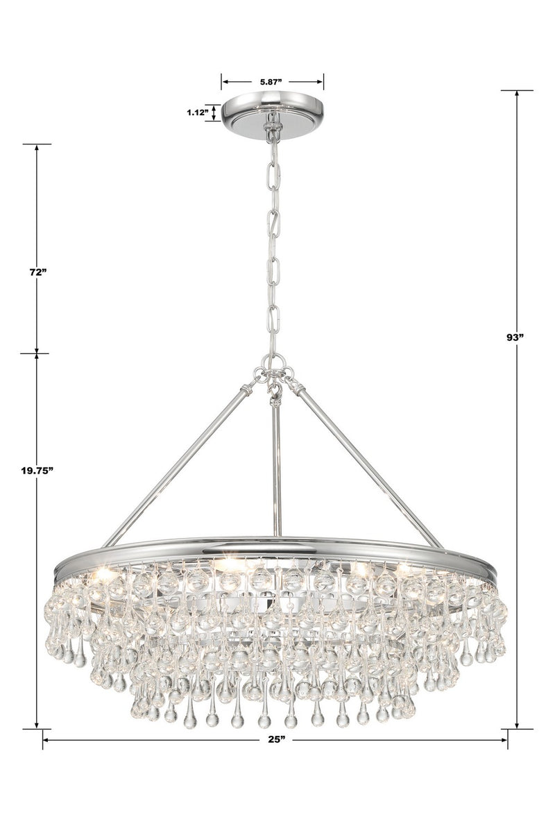 Crystorama 237-CH Six Light Chandelier, Polished Chrome