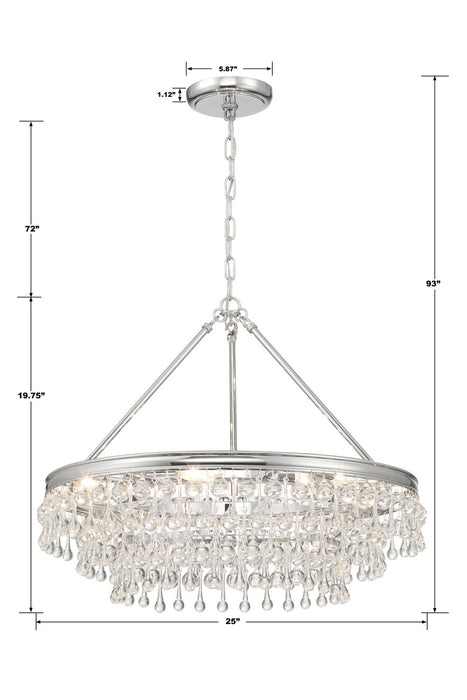 Crystorama 237-CH Six Light Chandelier, Polished Chrome