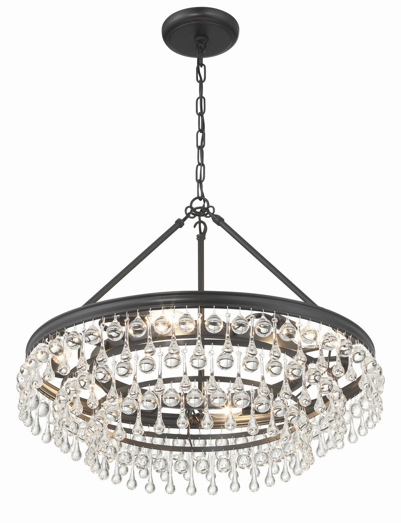 Crystorama 237-MK Six Light Chandelier, Matte Black