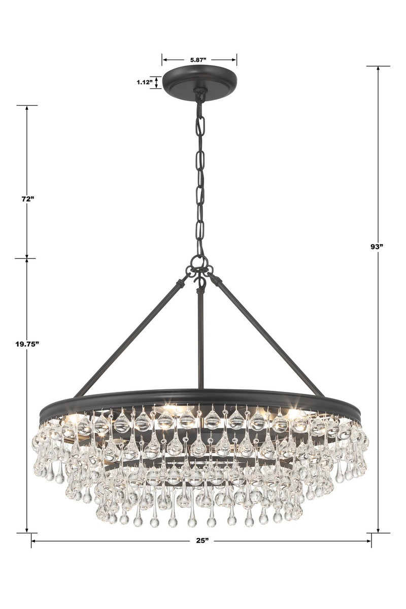 Crystorama 237-MK Six Light Chandelier, Matte Black