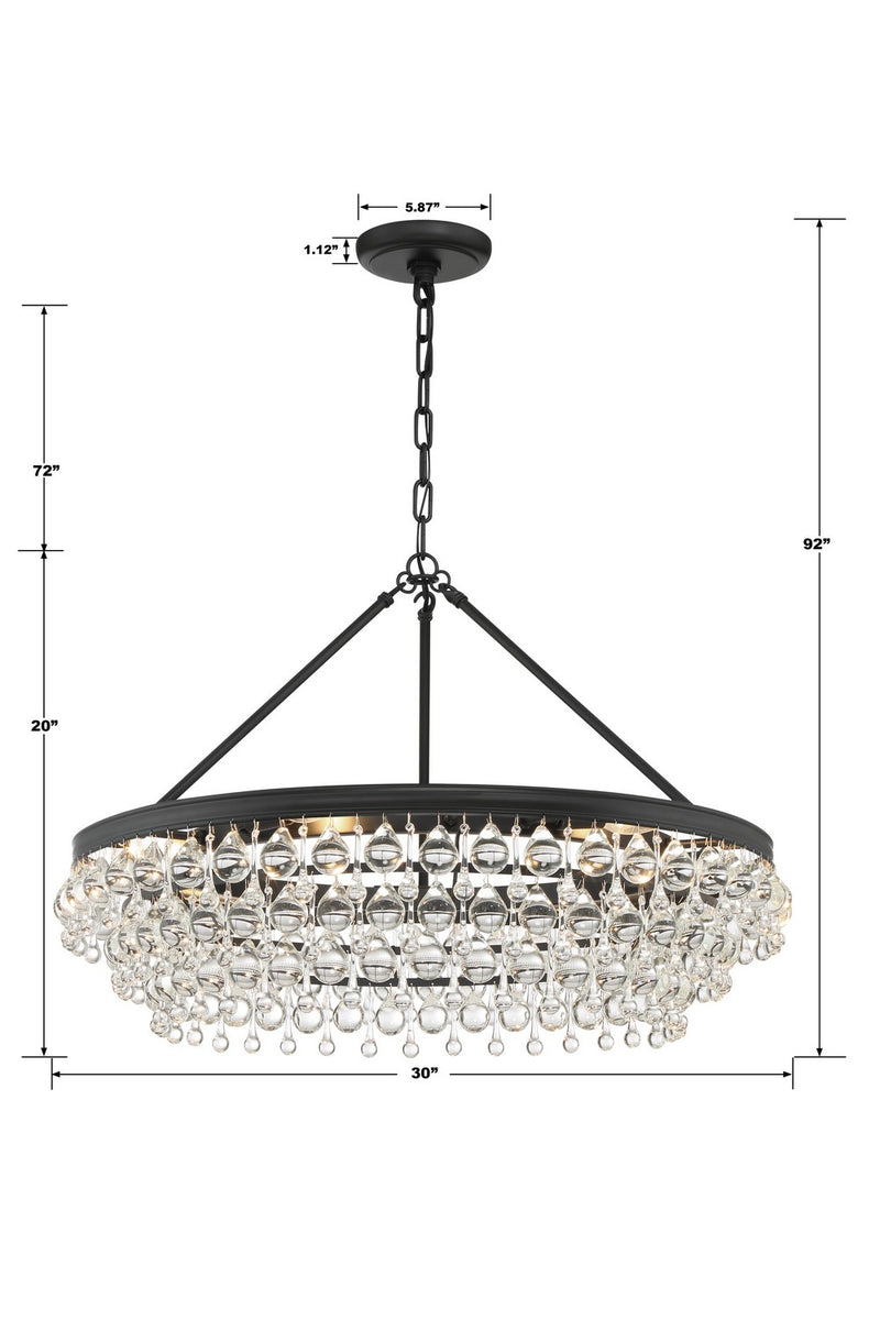 Crystorama 275-MK Six Light Chandelier, Matte Black