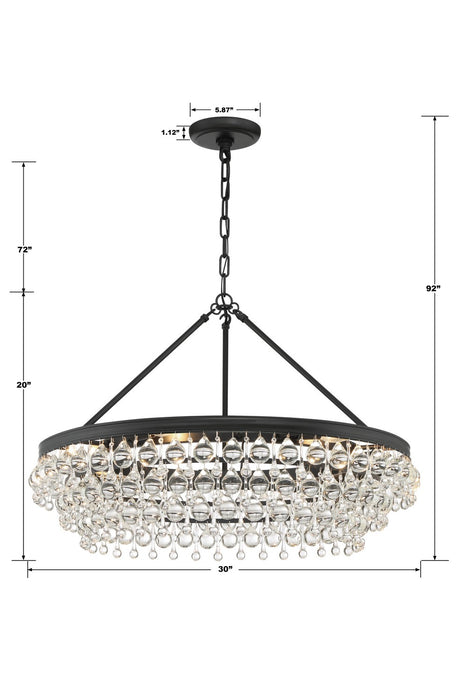 Crystorama 275-MK Six Light Chandelier, Matte Black