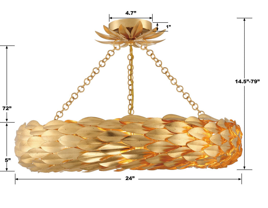 Crystorama 536-GA_CEILING Six Light Semi Flush Mount, Antique Gold