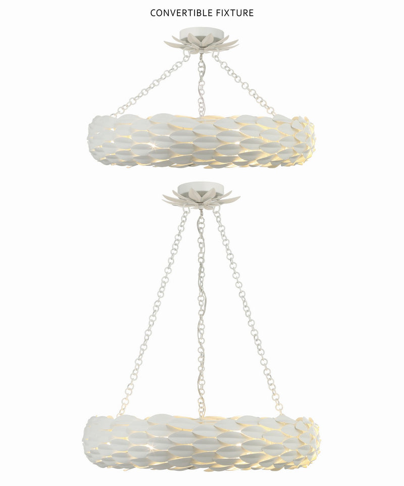 Crystorama 536-MT_CEILING Six Light Semi Flush Mount, Matte White