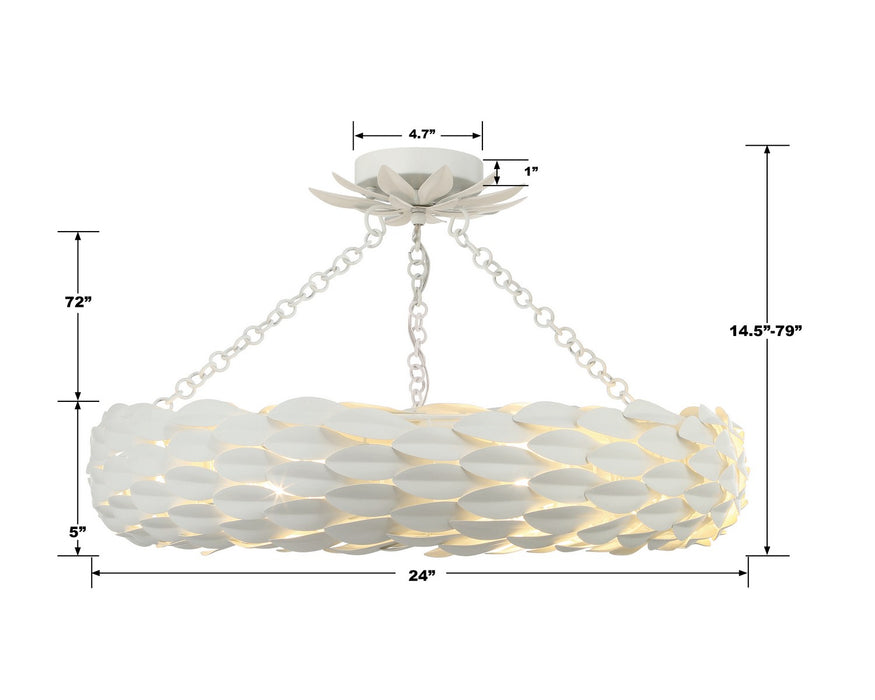 Crystorama 536-MT_CEILING Six Light Semi Flush Mount, Matte White