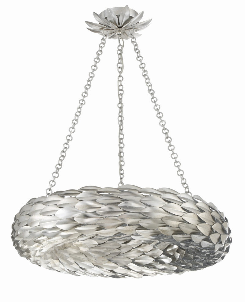 Crystorama 536-SA Six Light Pendant, Antique Silver