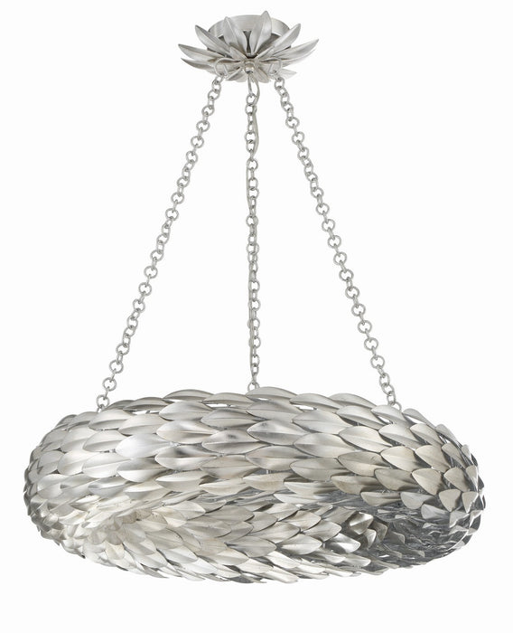 Crystorama 536-SA Six Light Pendant, Antique Silver