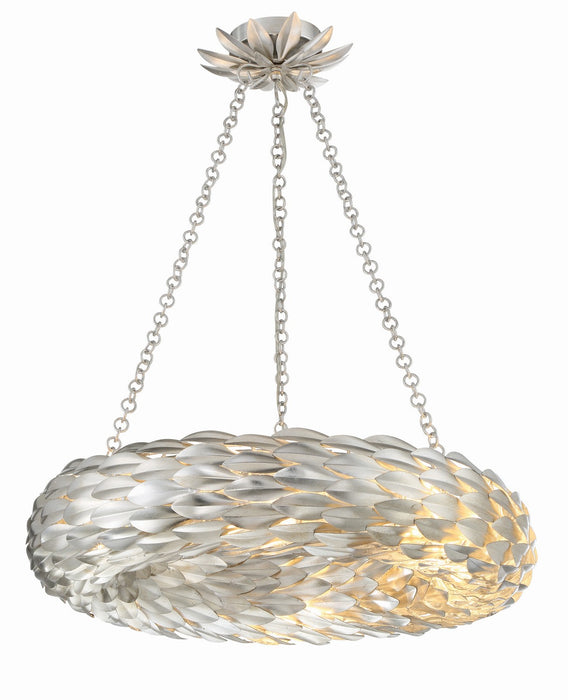 Crystorama 536-SA Six Light Pendant, Antique Silver