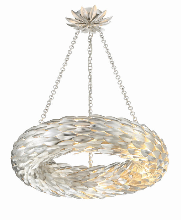 Crystorama 536-SA Six Light Pendant, Antique Silver